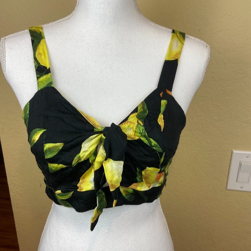 Wild Honey Short Tank Top 100% rayon Lemon Sz S